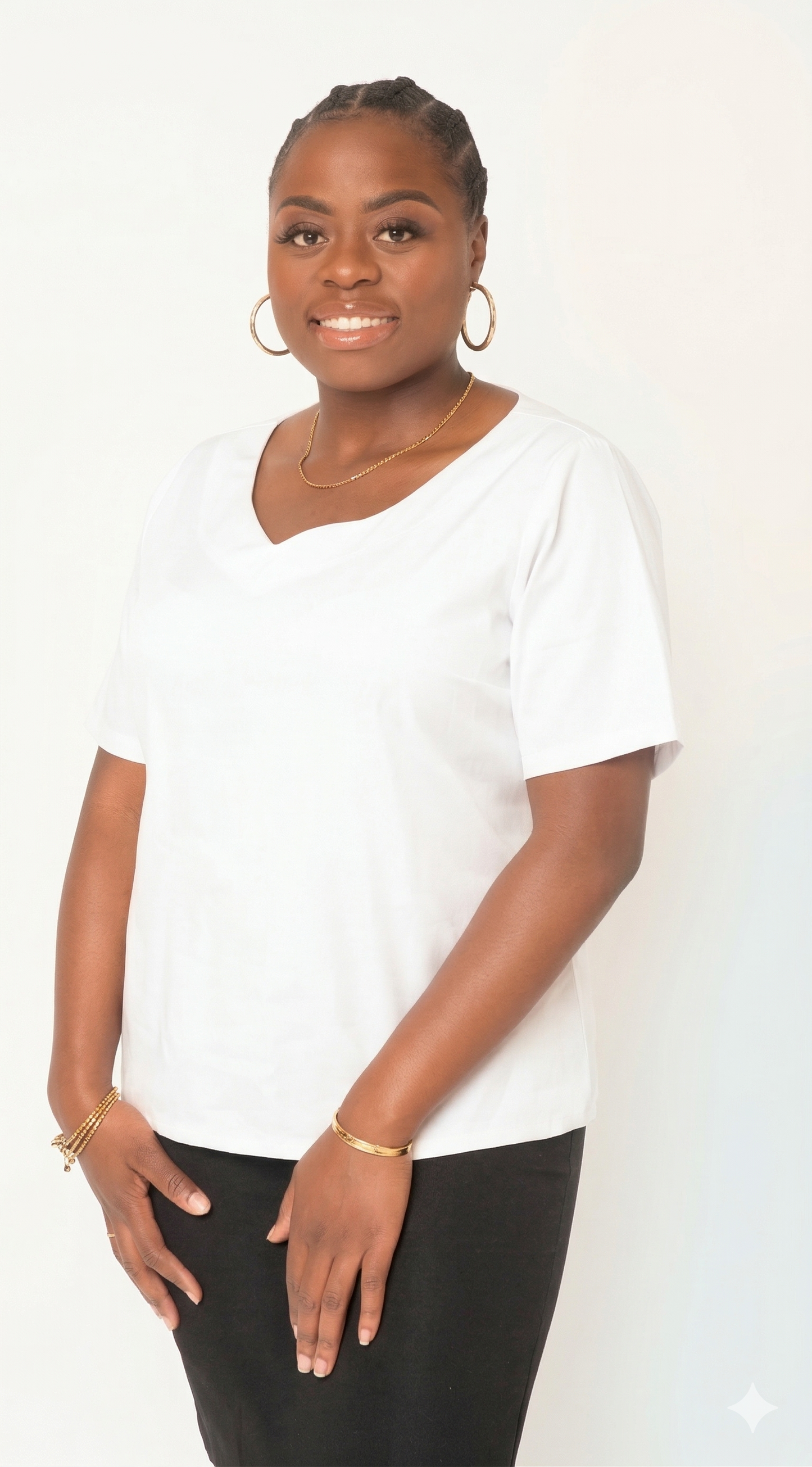 Women’s Glossy White V-Neck Short Sleeve Blouse – Special Occasion Wear